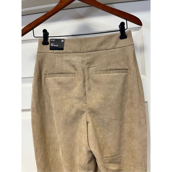 Express Stylist Tan Ankle Super High Rise Corduroy  Trousers Pants sz 2R NWT - Picture 5 of 8
